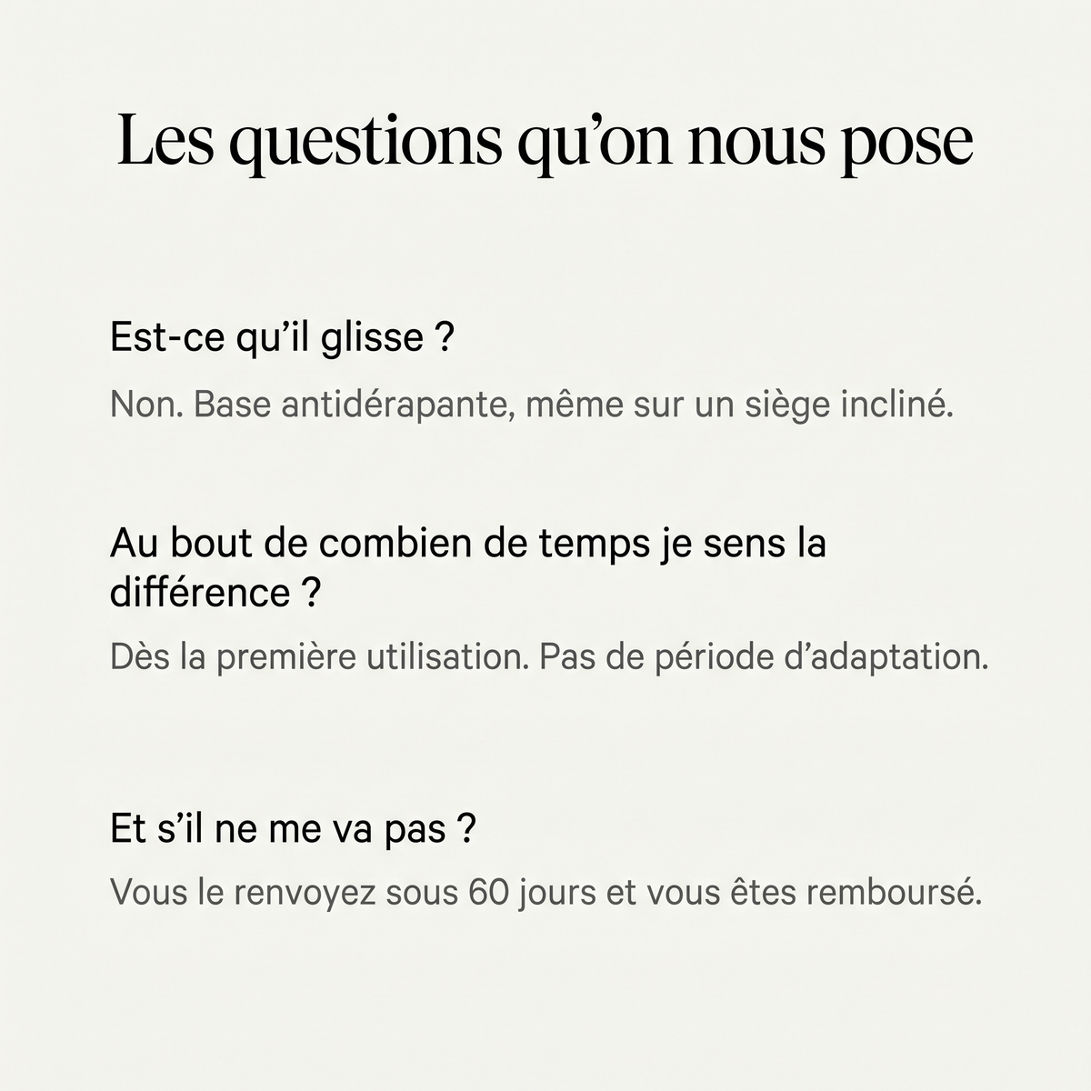 Les questions qu'on nous pose : glissement, délai de résultat, retour sous 60 jours